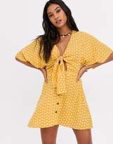 Thumbnail for your product : Rip Curl Coastal Tides tie up beach midi dress in yellow