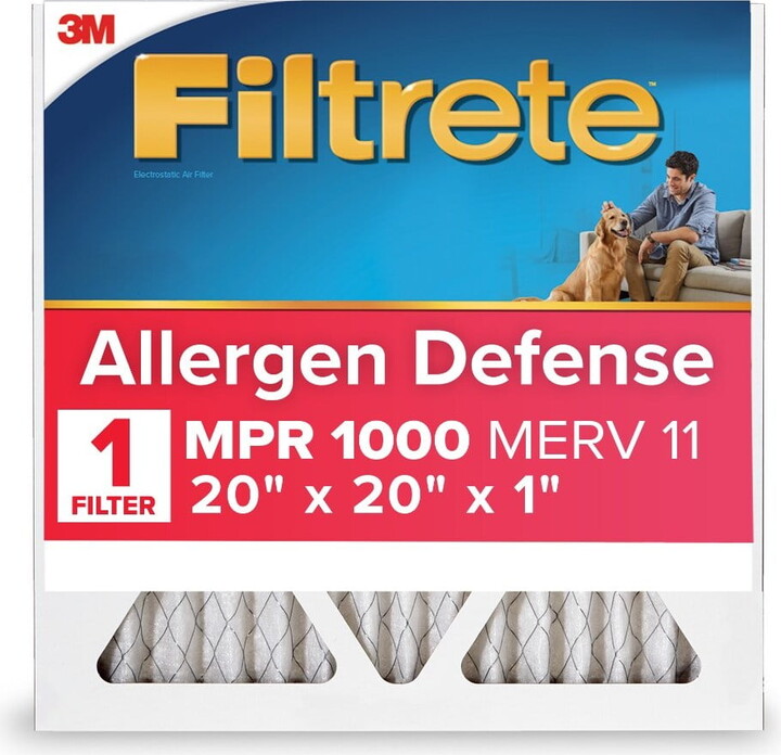 Filtrete 20x20x1 HVAC Furnace Air Filter, MPR 1000 MERV 11, Allergen Defense, 1 Filters
