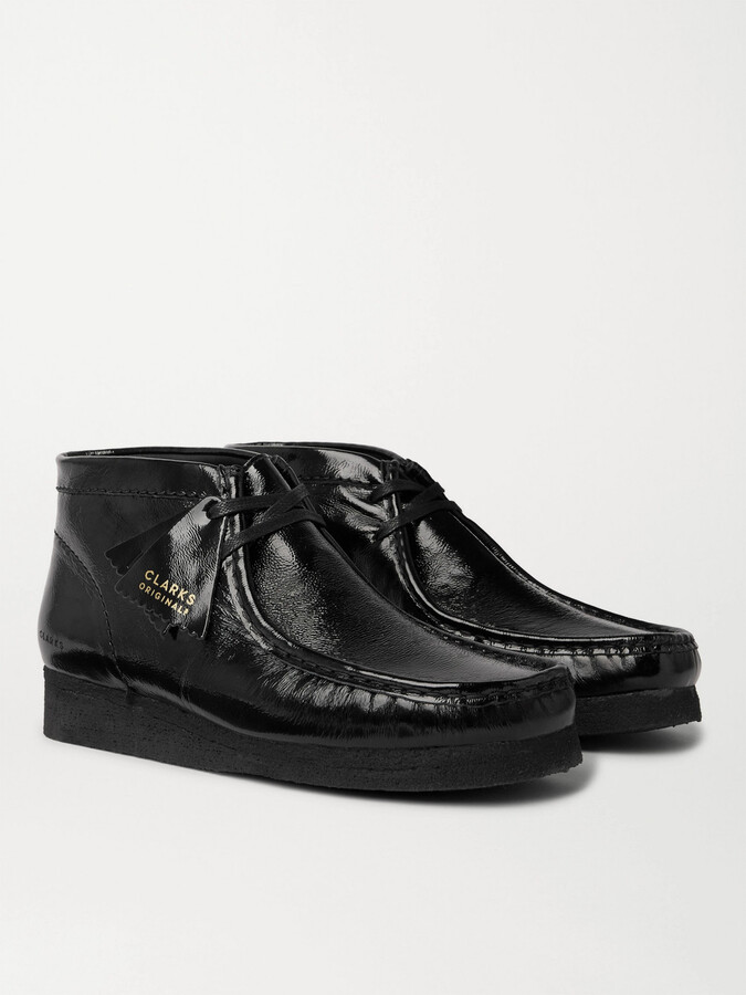 clarks wallabees black leather