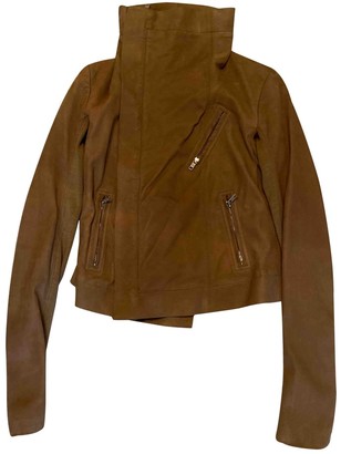 Rick Owens Camel Suede Leather Jacket for Women
