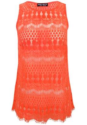 Select Fashion Fashion Womens Orange Scallop Lace Vest - size 6