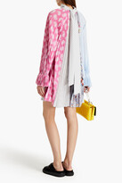 Thumbnail for your product : MSGM Tie-neck pleated printed crepe de chine mini dress