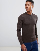 Thumbnail for your product : Asos Design ASOS Muscle Fit Crew Neck Sweater in Merino Wool