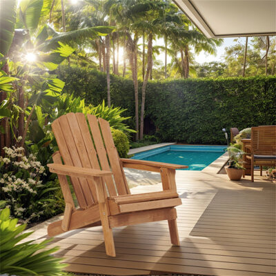 Highland Dunes Oversize Wooden Outdoor Folding Adirondack Chair With Pre-Assembled Backrest & Seatboard