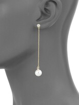 Thumbnail for your product : Rivka Friedman Goldplated, 10mm Pearl Cubic Zirconia Linear Drop Earrings