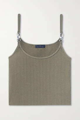 The Range Vital Cropped Ribbed Stretch-cotton Jersey Tank - Army green