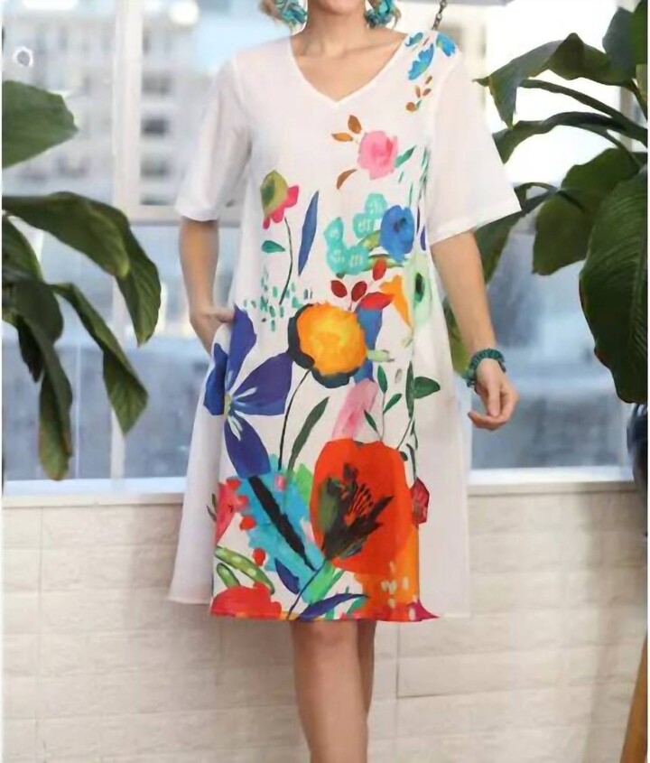 KikiSol Midi Floral Dress In White