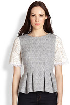 Thumbnail for your product : Rebecca Taylor Tweed & Lace Top