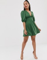 Thumbnail for your product : ASOS DESIGN Petite Exclusive mini twist front tea dress