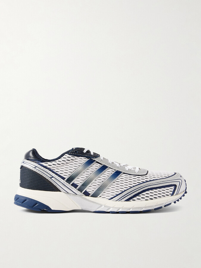 adidas + Sporty & Rich Adizero Adios Rubber And Leather-trimmed Mesh Sneakers - Blue