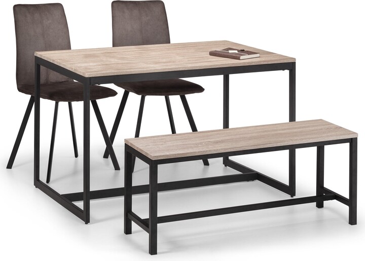 Julian Bowen Tribeca Rectangular Dining Table with 2 Chairs and Bench
