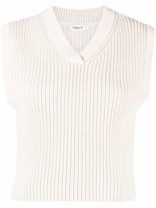 Filippa K Cotton Nancy Ribbed-knit Vest in Green Womens Clothing Jumpers and knitwear Sleeveless jumpers 