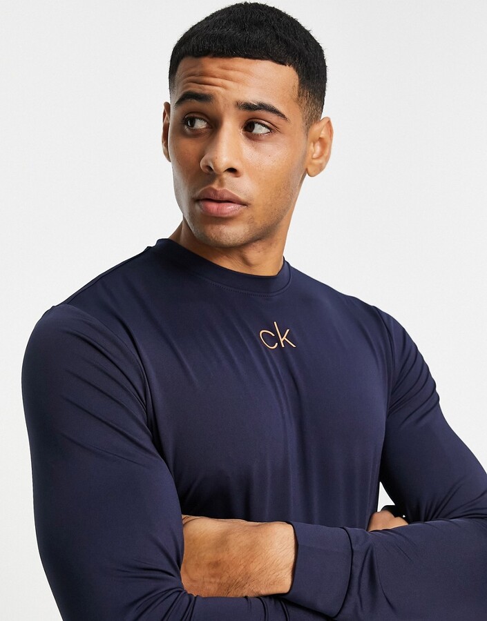 Calvin Klein Golf base layer logo long sleeve top in navy - ShopStyle Shirts