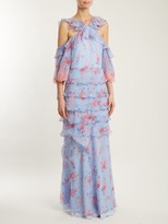 Thumbnail for your product : Vilshenko Alisanna Ruffle-trimmed Silk Dress - Blue Multi