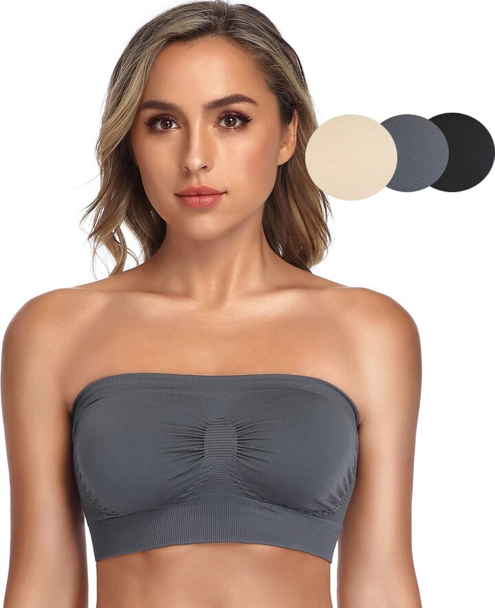 ANGOOL Bandeau Bra Seamless Non Padded Strapless Bra Tube Style Stretch