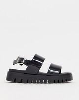 black chunky jelly sandals