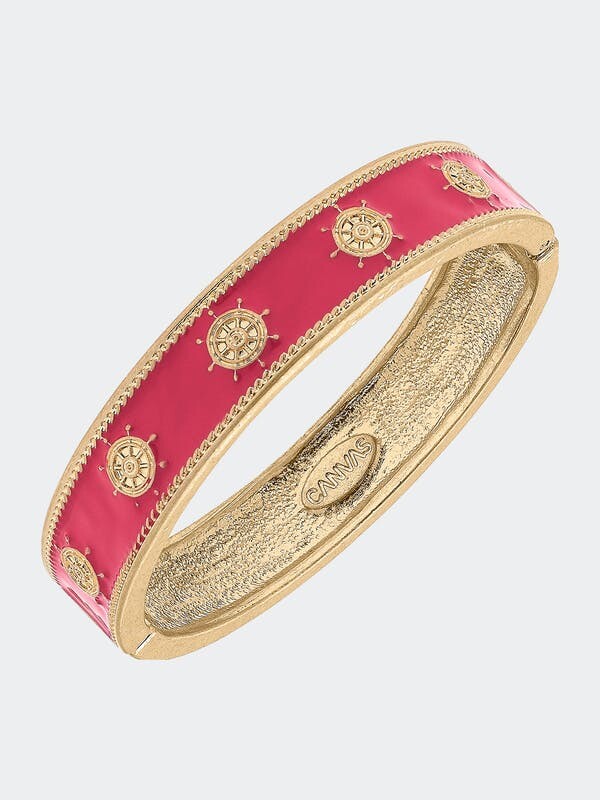 24S Women Accessories Jewelry Bracelets Pink Enamel Hand Bracelet 