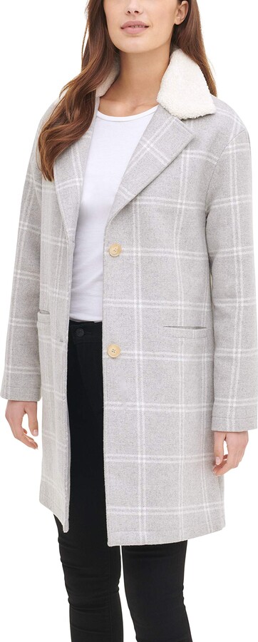 Levi's Women's Wool Plaid Sherpa Collar Top Coat - ShopStyle