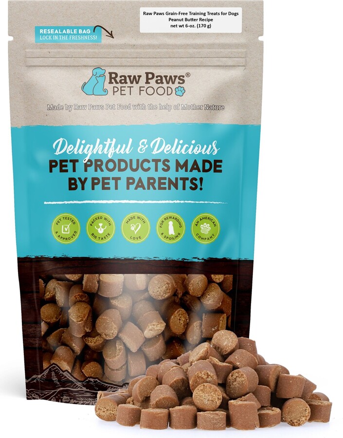 Raw Paws Peanut Butter Chicken-Free Adult Soft & Chewy Training Dog Treats, 6-oz bag