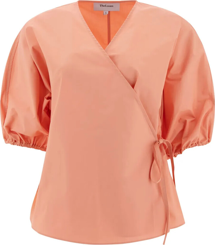 The Loom Puff-Sleeve Wrap-Design Blouse