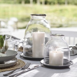 The White Company Ribbed Domed Glass Candle Holder with Tray - Large,  Clear, One Size - ShopStyle