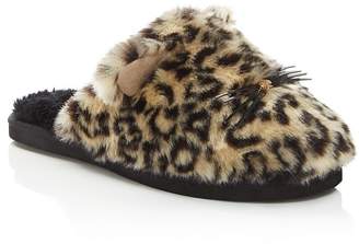 Kate Spade Belindy Leopard Print Faux Fur Cat Slippers