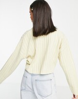 Thumbnail for your product : Kickers relaxed v neck jumper with contrast stripe and embroidered logo in wide rib knit