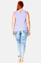 Thumbnail for your product : City Chic 'Victoria' Lace Sleeve Bubble Hem Shirt (Plus Size)
