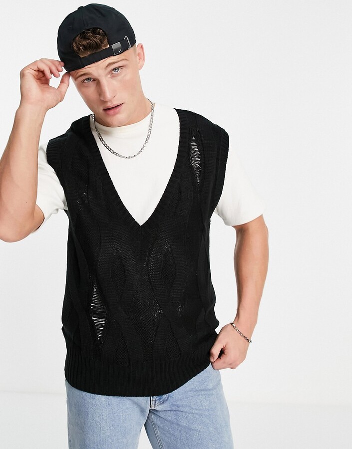 Knit Sweater Vest Black Cable Knit Tank Top Another Influence