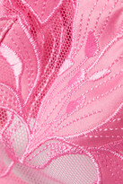 Thumbnail for your product : Fleur Du Mal Lily Satin-trimmed Embroidered Stretch-tulle Underwired Bra - Bubblegum
