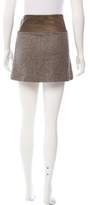 Thumbnail for your product : Alice + Olivia Leather-Accented Tweed Skirt