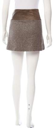 Alice + Olivia Leather-Accented Tweed Skirt