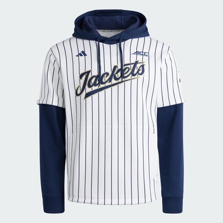 adidas Georgia Tech Yellow Jackets Baseball Hooded Jersey White S Mens