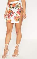 Thumbnail for your product : PrettyLittleThing White Crepe Printed Floral Mini Skirt