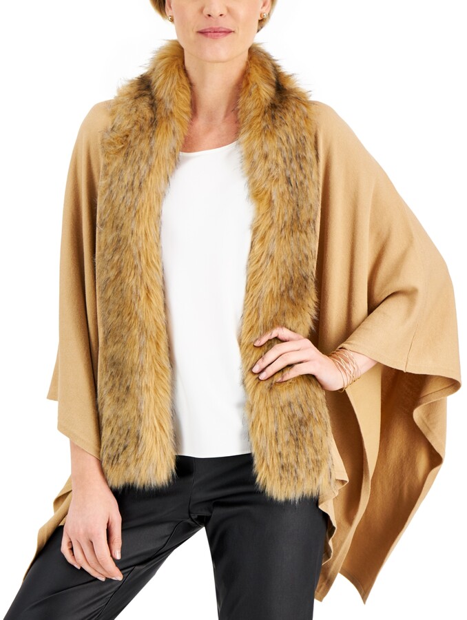 fur trimmed sweater coat
