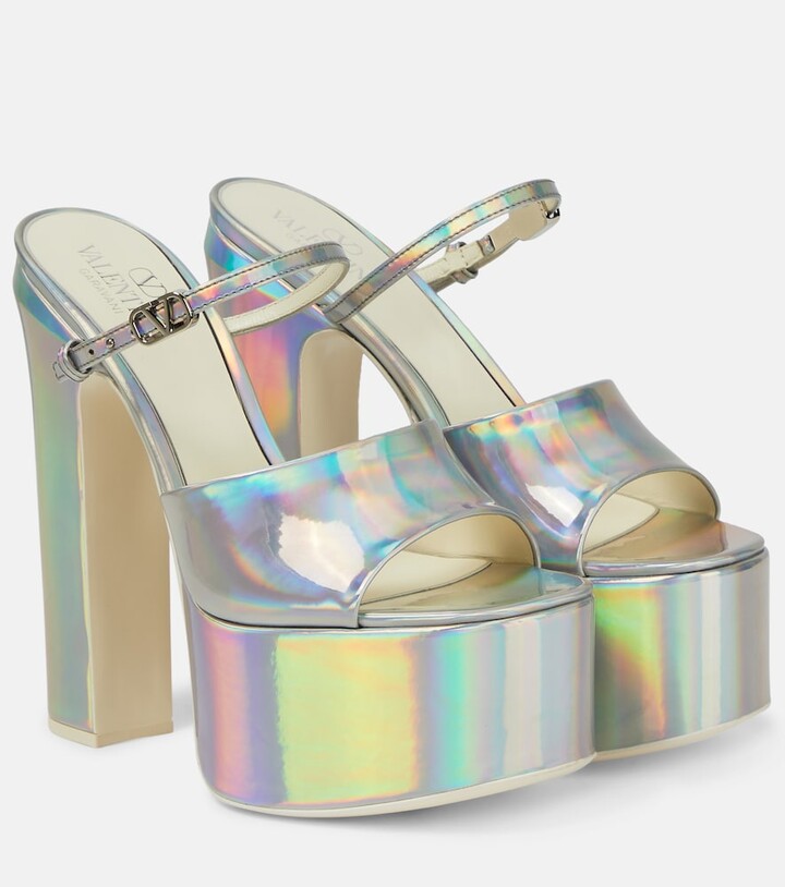 Valentino Garavani VLogo holographic platform sandals ShopStyle