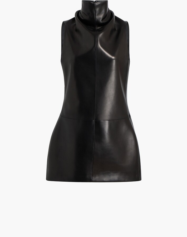 Daria Dress in Black Leather