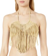 Thumbnail for your product : Luli Fama womens Heart of a Hippie Weave Fringed Halter Bikini Top