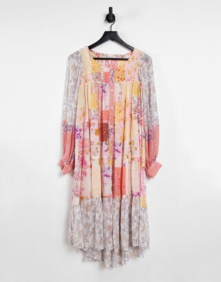 Free People california soul maxi shirt in patchwork floral