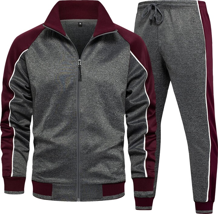 MANLUODANNI Men's Tracksuit Sets Bottoms Full Zip Casual Jogging Gym Suit Jacket with Pockets