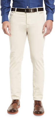 Kiton Washed Corduroy Five-Pocket Pants, Winter White