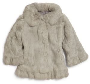 Adrienne Landau Toddler's & Little Girl's Rabbit Fur Coat