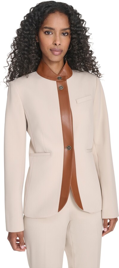 Tommy Hilfiger Women's Long Sleeve Riding Jacket - Flax/Tortoise