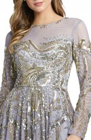 Thumbnail for your product : Mac Duggal Sequin Long Sleeve Mesh Gown