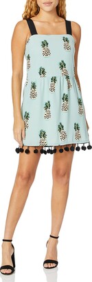 Cooper & Ella Women's Pineapple Heart Print Olga Pom Detail Tank Pocket Dress