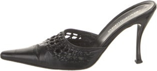 Gianmarco Lorenzi Leather Mules Black Pointed-Toes Unfortunately, due to restrictions, this item may not be eligible for shipping in all areas.