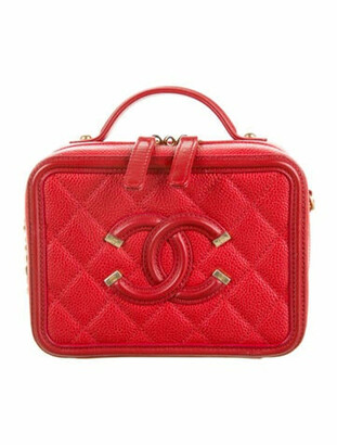 Chanel White & Black Quilted Caviar Leather Cc Filigree Small