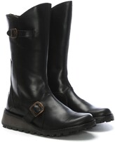 Thumbnail for your product : Fly London Mes Black Leather Low Wedge Calf Boots