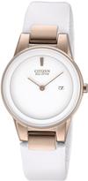 Thumbnail for your product : Citizen Eco-Drive Rose Gold, Stainless Steel Case, White Leather Strap Ladies Watch