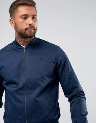 Fred Perry Tipped Bomber Jacket In Dark Blue